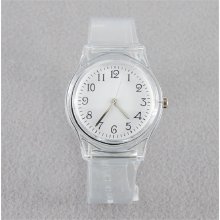 6018 Round Shaped Watch Dial Plastic Cement Watchband Wrist Watch