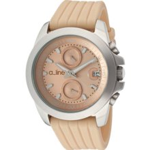 a_line Watches Women's Aroha Chronograph Beige Dial Beige Silicone Be