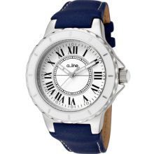 a_line Watches Women's Marina White Dial Blue Leather Blue Leather Whi