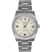 Airking Model 114234 Steel Smooth Fluted Bezel Silver Stick Dial