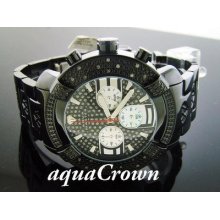 Aqua Master Black Case Round 20 Diamonds Watch Black Case