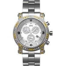 Aqua Master Men's Diamond Power Watch with One Row Yellow and White