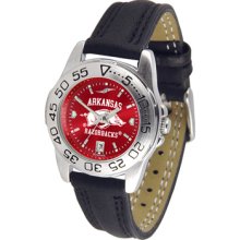 Arkansas Razorbacks Sport Leather Band AnoChrome-Ladies Watch