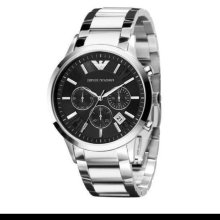 Armani Gents Black Round Chronograph Watch