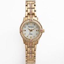 Armitron Now Gold Tone Mother-Of-Pearl And Crystal Watch - Made With