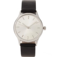 ASOS Brushed Silver Grandad Watch Black