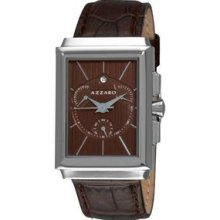 Azzaro Men's 'Legend Rectangular Chrono' Brown Strap Retrograde