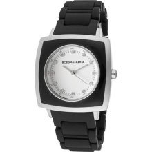 BCBG Watches Women's Elite White Crystal White Dial Black Resin Black