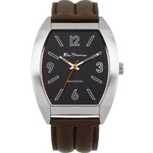 Ben Sherman Men's Quartz Watch With Black Dial Analogue Display And Brown Leather Strap R950