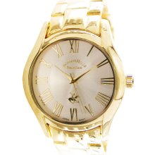 Beverly Hills Polo Club Men's Round Gold Case, Silver Tone Dial, Gold