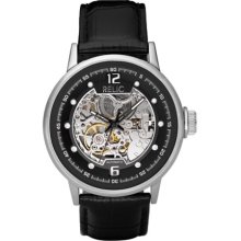 Black Leather Strap Automatic Watch