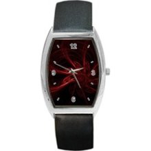 Black Red Mens Barrel Watch Personalized Photo