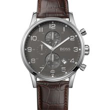 BOSS Black Stainless Steel & Leather Chronograph Watch