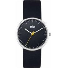 Braun Womens Analog Stainless Watch - Black Leather Strap - Black Dial - BN-21BKL