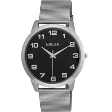 Breda Men's 'George' Black/Silvertone Watch (Silver)