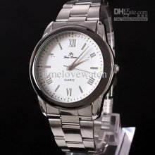 Bulk Lots 6pieces Men Vogue Steel Roma Numerals White Dial Black Cas