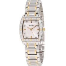 Bulova 98R159 Diamond Two Tone Case and Bracelet SS Silver Dial Quartz