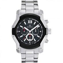 Bulova Chronograph Date Silver Mens Watch 98b149