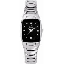 Bulova Diamond Steel Black Ladies Watch 96P15