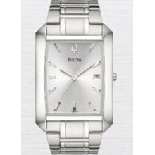 Bulova Men`s Stainless Steel Rectangular Dial Dress Watch