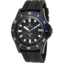 Bulova Watches Men's Marine Star Black Dial Black Silicone Black Silic