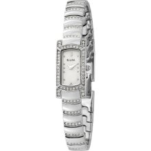 Bulova Women's 'Crystal' Stainless Steel/ Mother of Pearl Watch