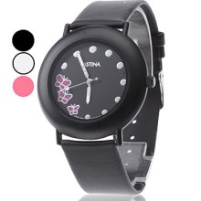 Butterfly Women's Larger PU Analog Quartz Wrist Watch (Assorted Colors)