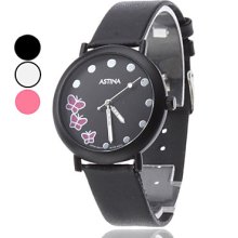 Butterfly Women's Little PU Analog Quartz Wrist Watch (Assorted Colors)