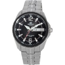 Casio Ef131d-1a1v Men's Edifice Stainless Steel Band Black Dial Watch