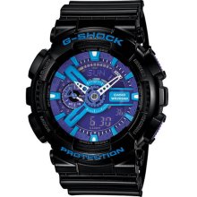 Casio Men's Black G-Shock Analog Digital Anti-Magnetic Blue Purple GA110HC-1A