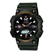 Casio Men's Sport Watch With Black And Orange Face Green Resin