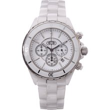 Ceramic Couture Men's White Chronograph Ceramic Bracelet Watch