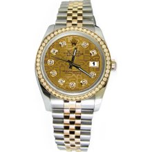 Champagne diamond dial bezel rolex date just watch jubilee bracelet