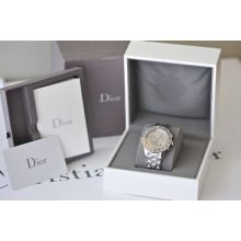 Christian Dior Chronograph Christal Crystal Pave Diamond Watch 38mm Certific