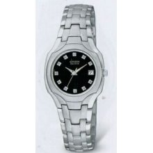Citizen Eco Drive Ladies Silver Ss Bracelet Watch W/ 11 Diamonds