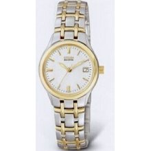 Citizen Eco Drive Ladies` 2-tone Silhouette Watch With Round White Dial