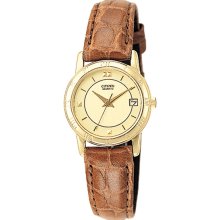 Citizen EU0512-07P Polished Gold Tone Base Metal Leather Strap