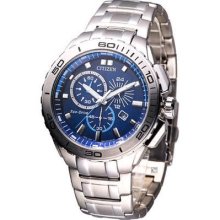 Citizen Men Eco-drive Chronograph Sapphire Crystal Watch Blue At0960-52l