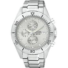 Citizen Men's Stainless Steel Chronograph Watch with Engraved Bezel