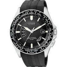 Citizen World Perpetual A-T Eco-Drive Mens Rubber Watch