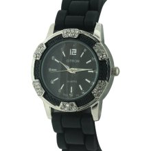 Citron Women's Quartz Watch With Black Dial Analogue Display And Black Silicone Strap Cb1009/D