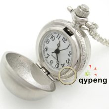 Classical Alloy Ball Shape Quartz Pocket Watch & Necklace Chain Gift