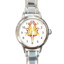 Colored Tattoo 16 Starter Italian Charm Links Round Watch 09