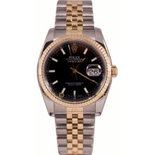 Datejust 116233 Steel Gold Jubilee Band Fluted Bezel Black Dial