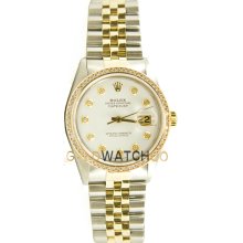 Datejust 16233 Steel & Gold Jubilee White Diamond Dial & Bezel