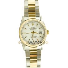 Datejust 16233 Steel & Gold Oyster Band Fluted Bezel White Dial