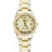 Datejust 16233 Steel & Gold Oyster Band MOP Roman Dial & Bezel