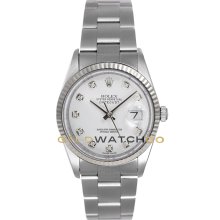 Datejust 16234 Oyster Band Gold Fluted Bezel White Diamond Dial