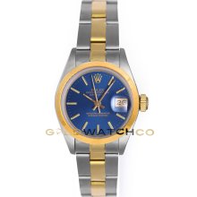 Datejust 69163 Steel Gold Oyster Band Smooth Bezel Blue Dial