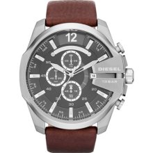 DIESEL 'Mega Chief' Leather Strap Watch, 51mm